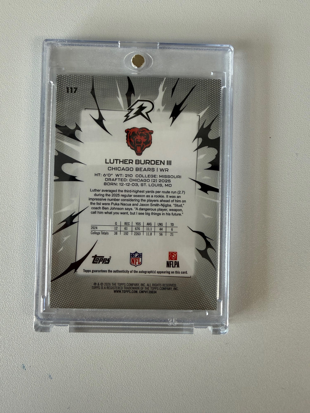 2025 Topps Resurgence #117 Luther Burden III Signatures Black & White Ref #/375