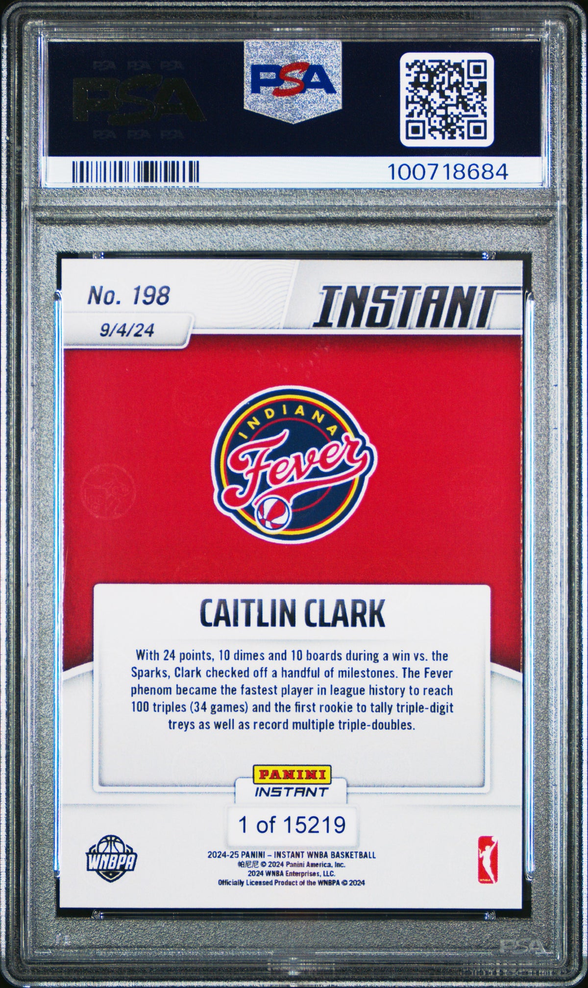 2024 Panini Instant Wnba #198 Caitlin Clark PSA 10
