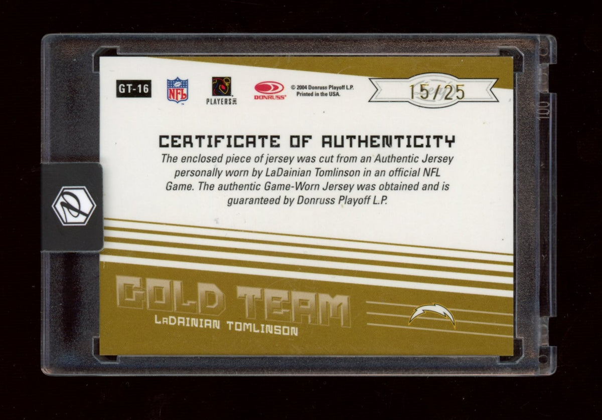 2004 Leaf Certified Materials #GT-16 LaDainian Tomlinson 24K Prime #/25