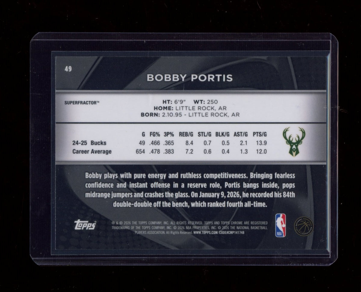 2025-26 Topps Chrome Black #49 Bobby Portis SuperFractor #/1