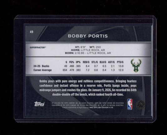 2025-26 Topps Chrome Black #49 Bobby Portis SuperFractor #/1