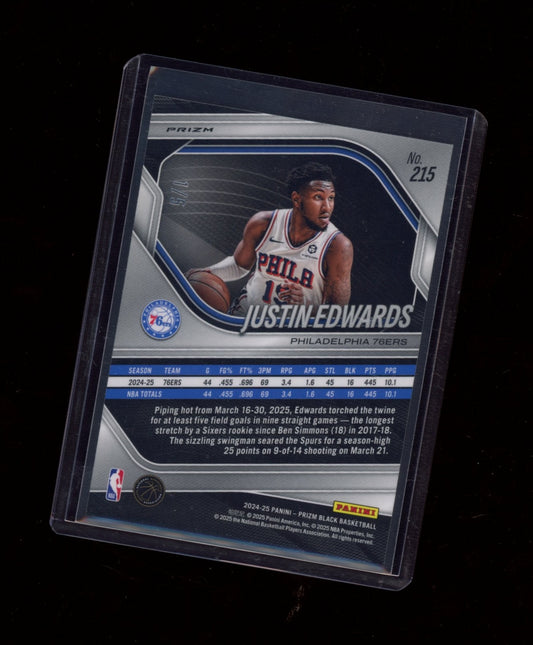 2024-25 Panini Prizm Black #215 Justin Edwards Orange Wave Prizm #/60