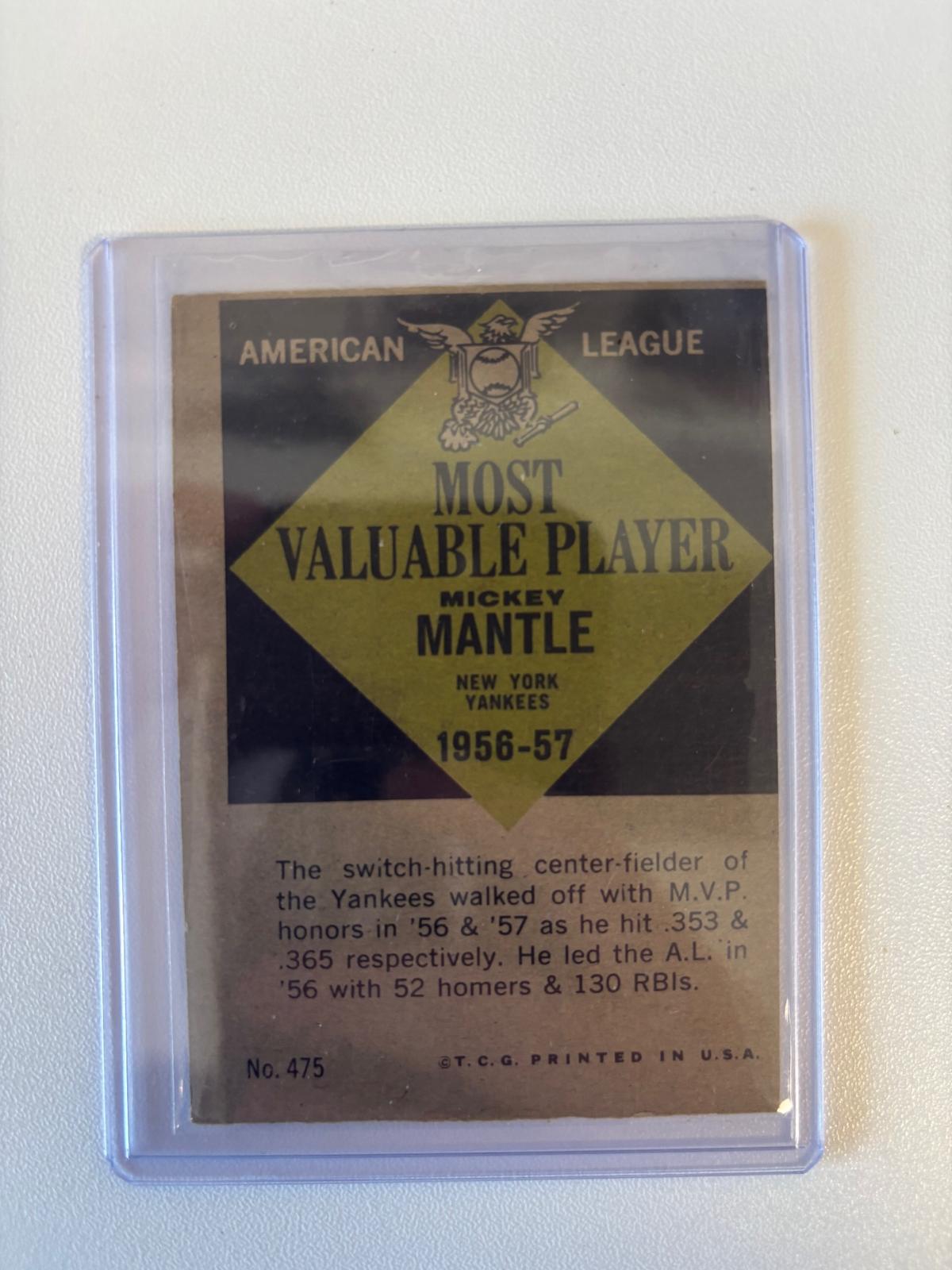 1961 Topps #475 Mickey Mantle