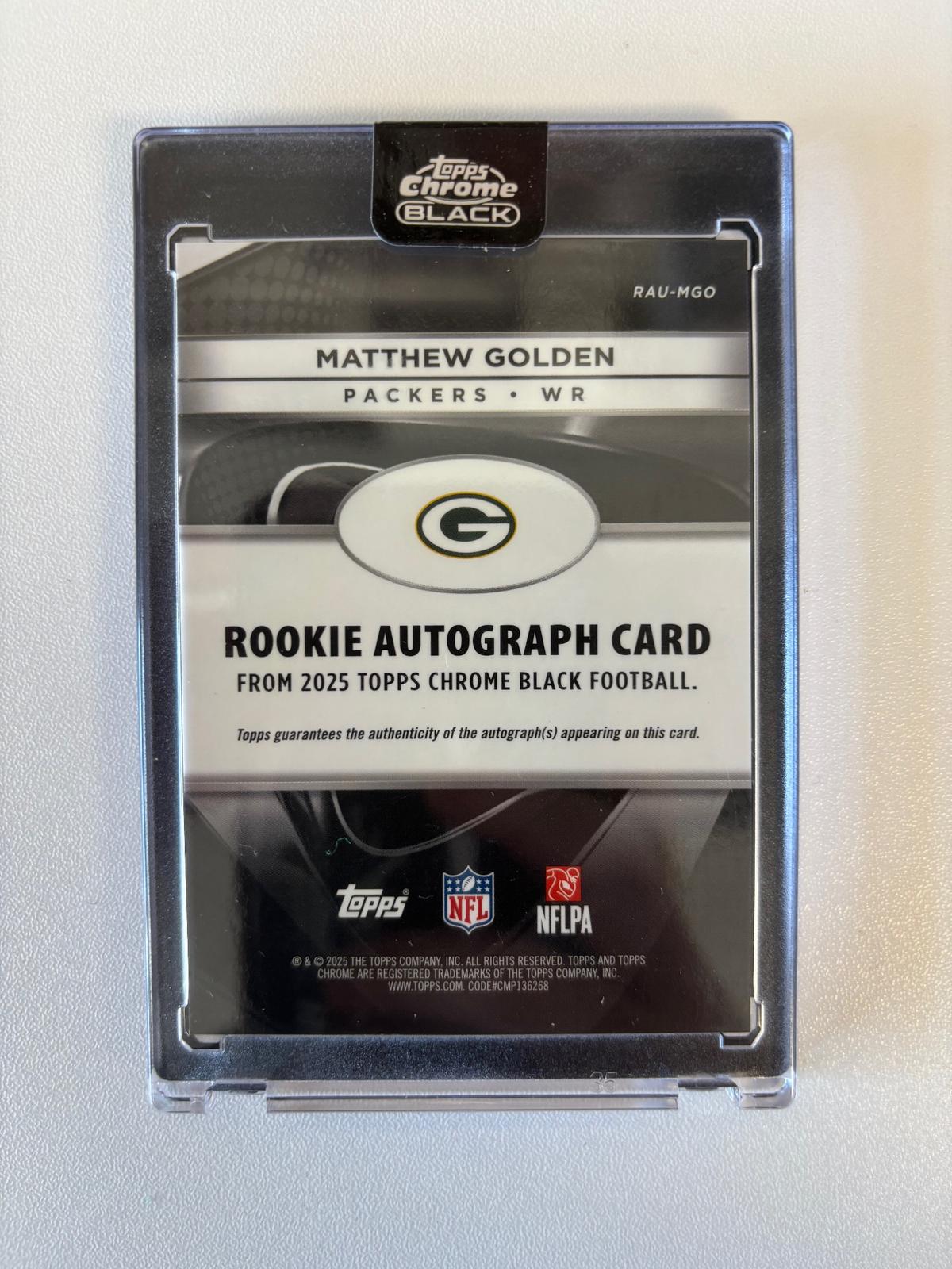 2025 Topps Chrome Black Matthew Golden Autograph /25