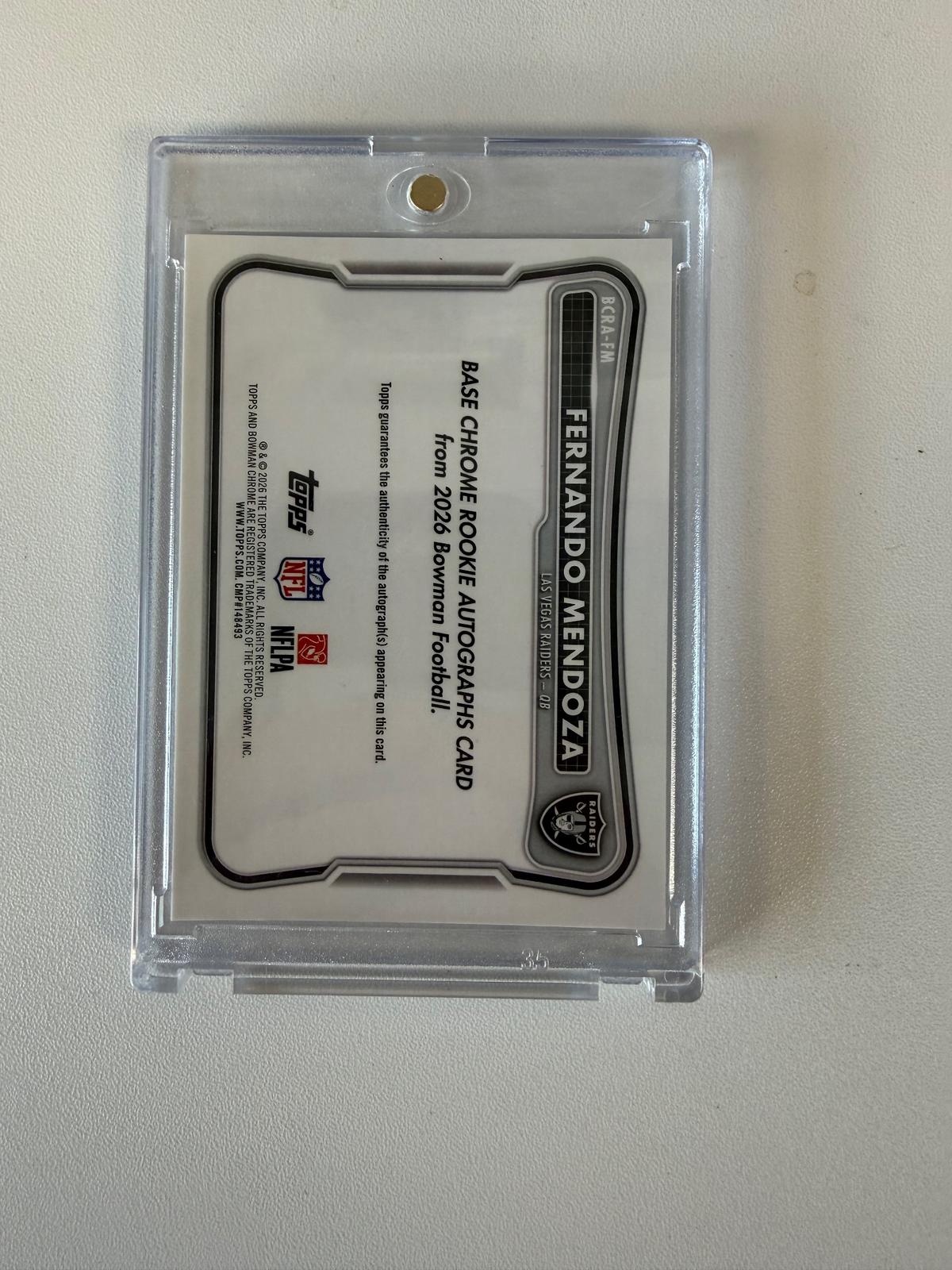 2026 Bowman #BCRA-FM Fernando Mendoza Chrome Rookie Autographs