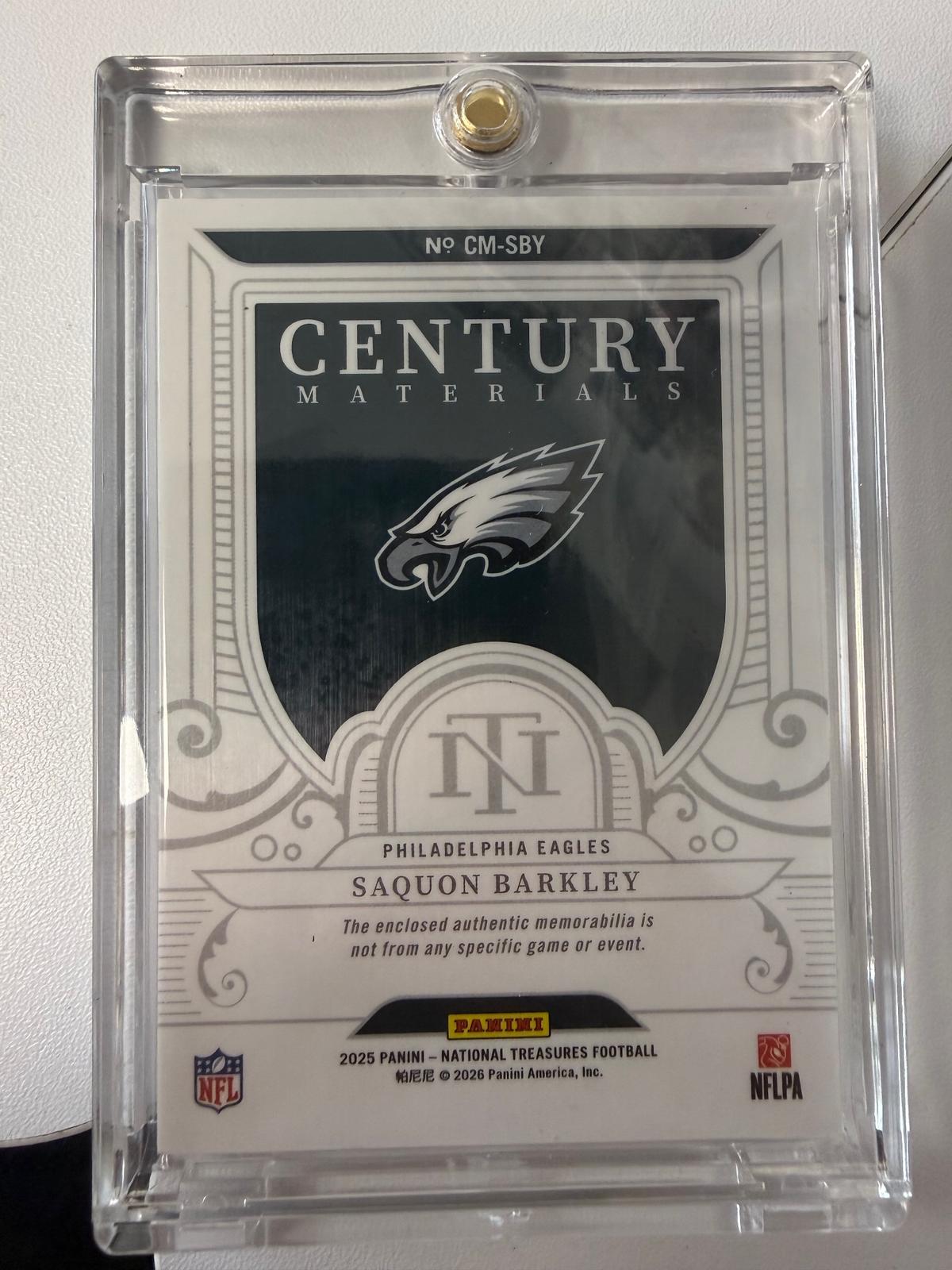 2025 Panini National Treasures #CM-SBY Saquon Barkley Century Mat #/25