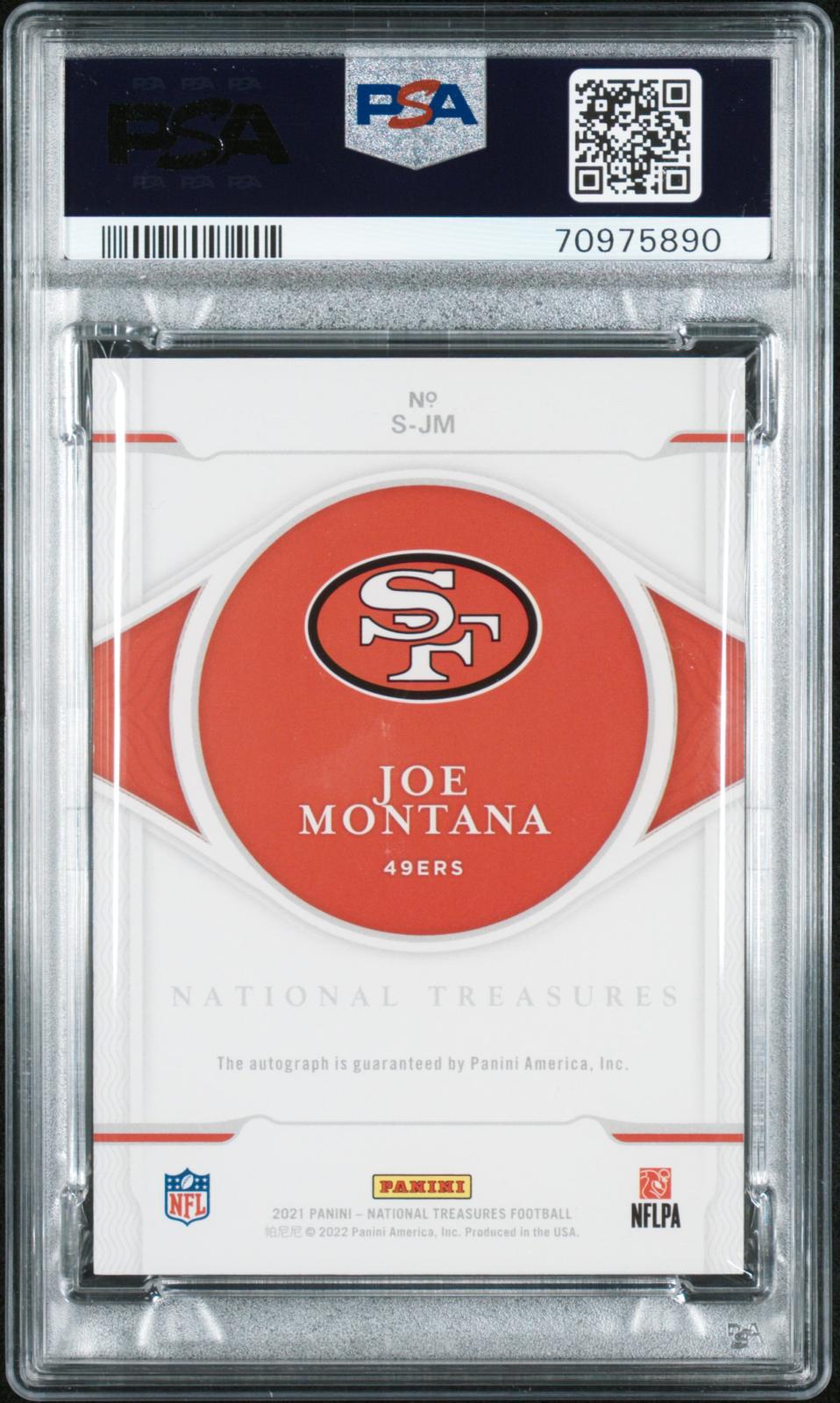 2021 Panini National Treasures #S-JM Joe Montana Signatures Gold PSA 9 #/49