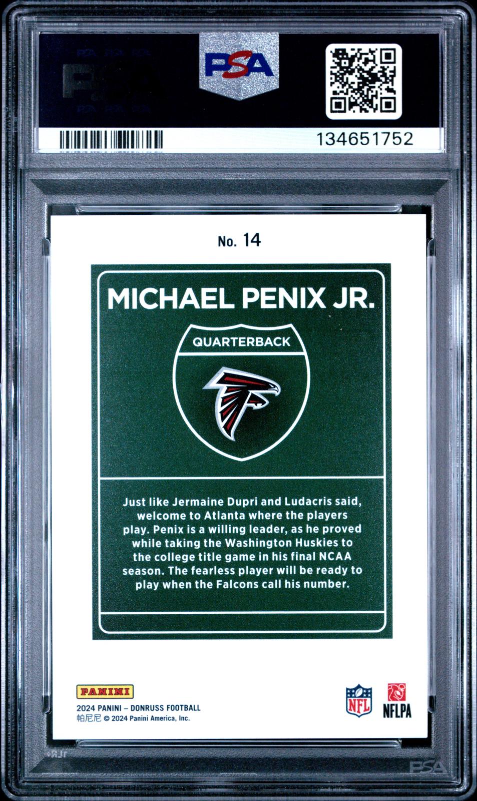 2024 Panini Donruss Downtown! #14 Michael Penix Jr. PSA 8