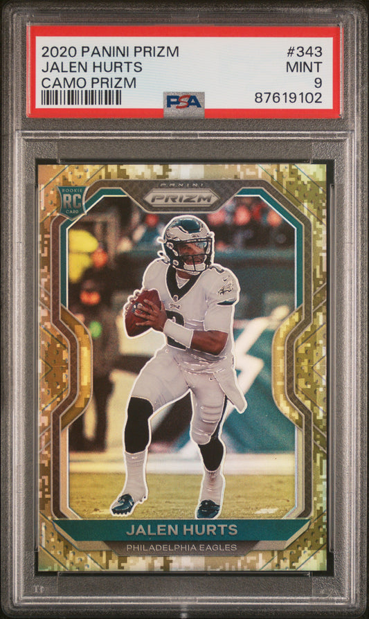 2020 Panini Prizm #343 Jalen Hurts Camo Prizm PSA 9