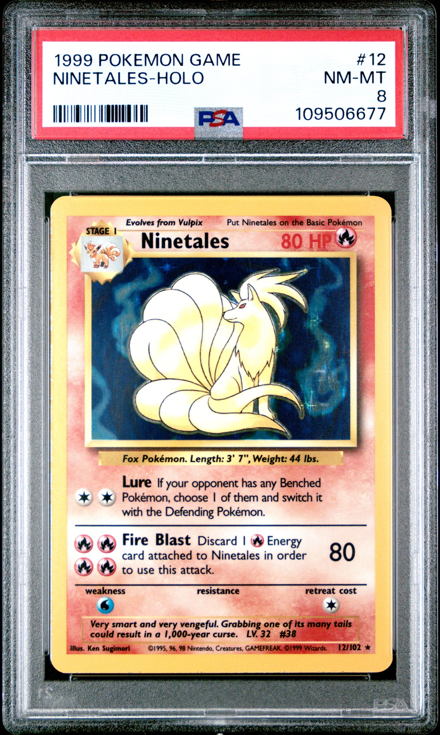 1999 Pokemon Game #12 Ninetales-Holo PSA 8