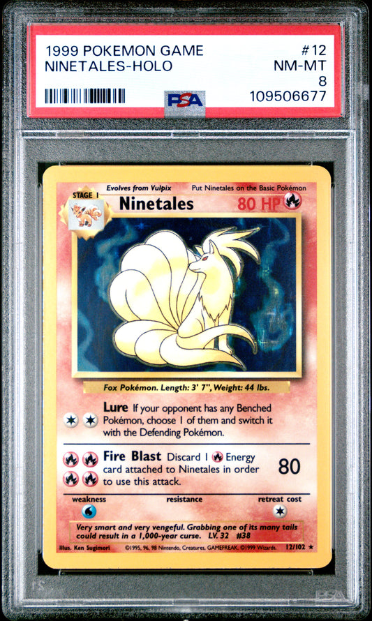 1999 Pokemon Game #12 Ninetales-Holo PSA 8