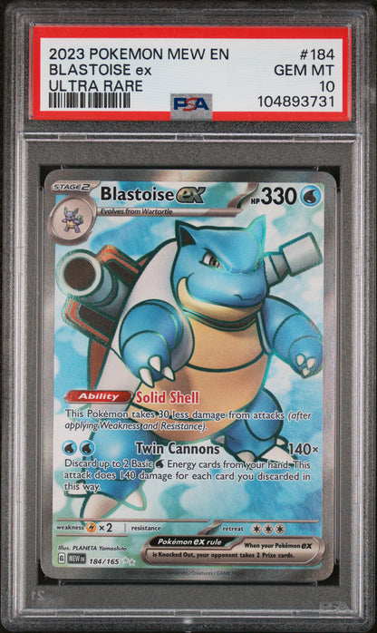 2023 Pokemon Mew En-151 #184 Blastoise Ex Ultra Rare PSA 10