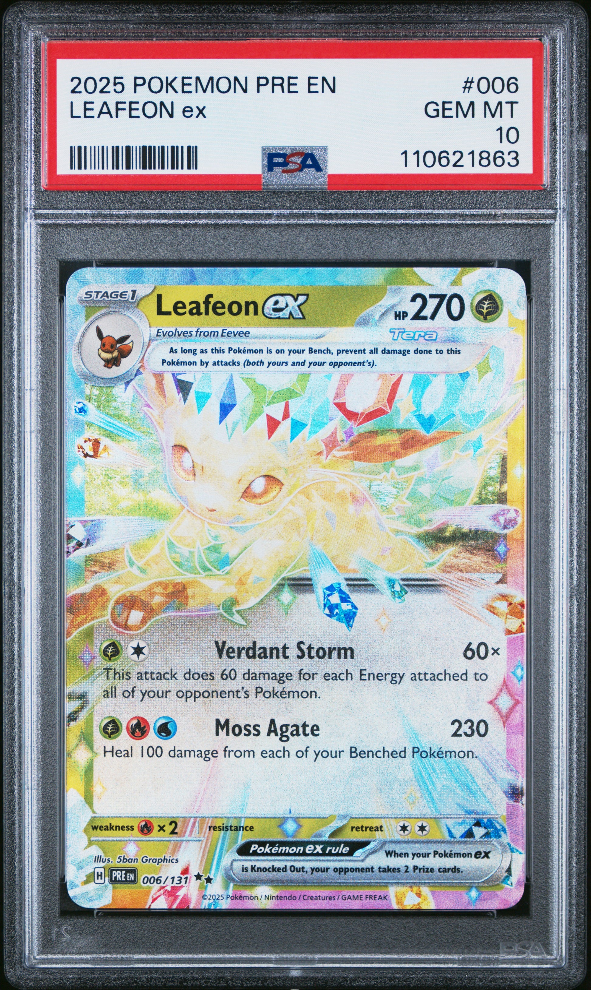 2025 Pokemon Pre En-Prismatic Evolutions #006 Leafeon Ex PSA 10