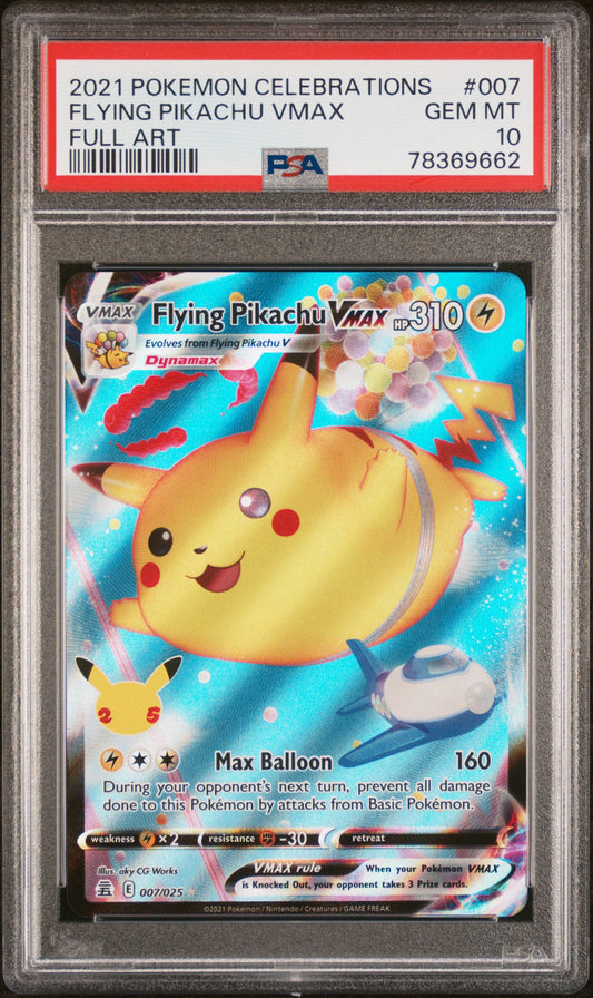 2021 Pokemon Celebrations #007 Flying Pikachu Vmax Full Art PSA 10