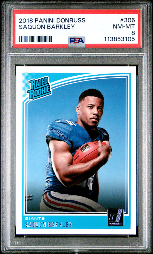 2018 Panini Donruss #306 Saquon Barkley PSA 8