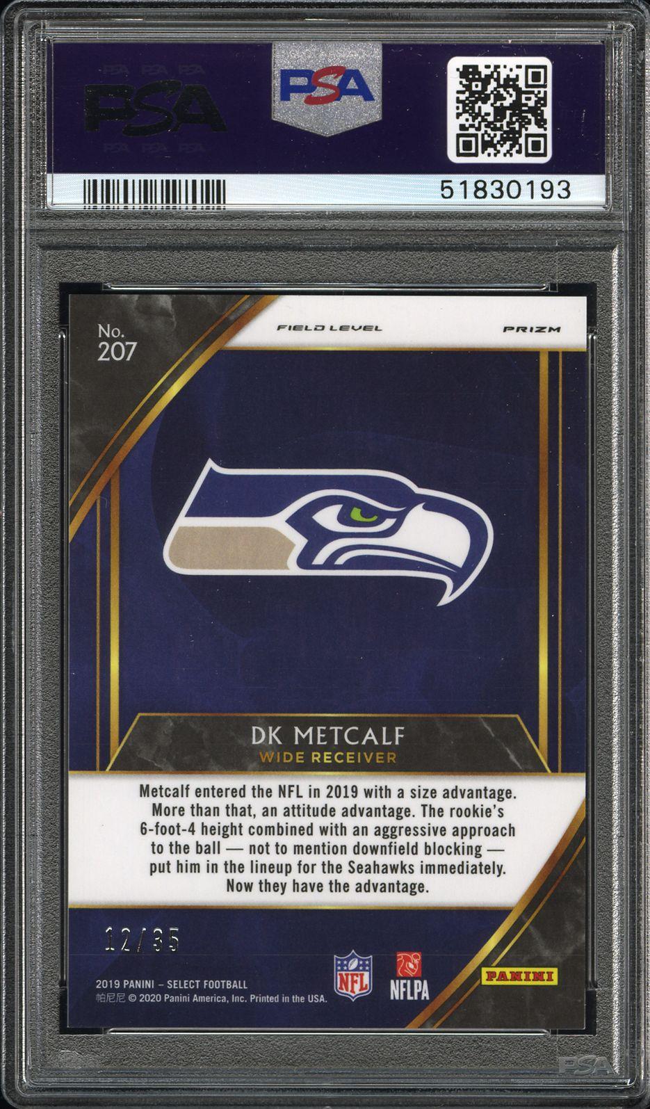 2019 Panini Select #207 Dk Metcalf White Prizm PSA 10