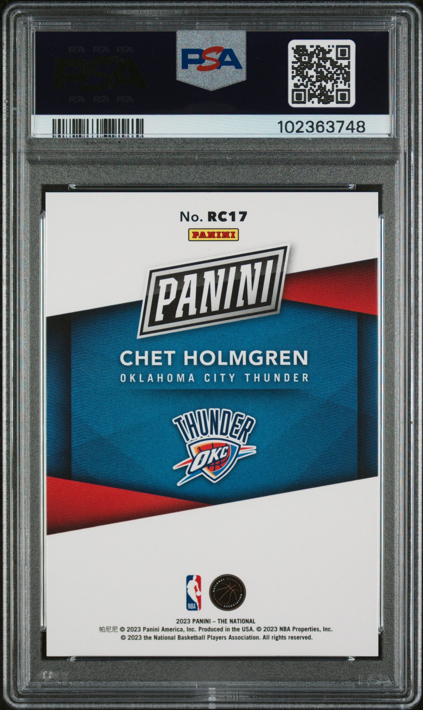 2023 Panini National Rookies #17 Chet Holmgren Rookies-Orange PSA 10