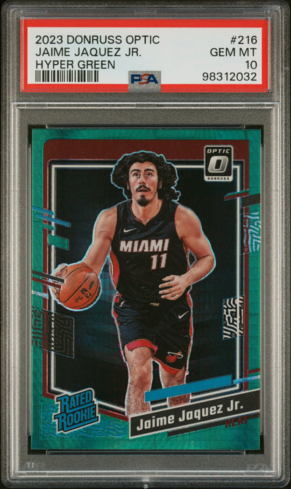 2023 Panini Donruss Optic #216 Jaime Jaquez Jr. Hyper Green PSA 10