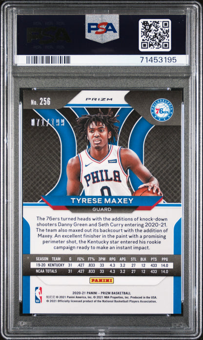2020 Panini Prizm #256 Tyrese Maxey Blue Prizm PSA 10