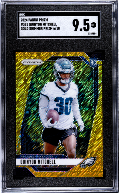2024 Panini Prizm #381 Quinyon Mitchell Gold Shim. Prizm SGC 9.5