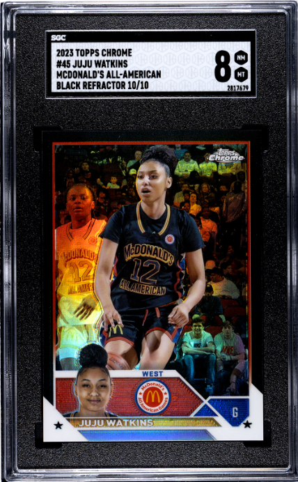 2023 Topps Chrome Mcdonald's All-American #45 Juju Watkins Black Refractor SGC 8