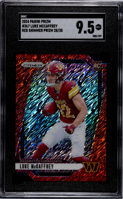 2024 Panini Prizm #367 Luke Mccaffrey Red Shim. Prizm SGC 9.5