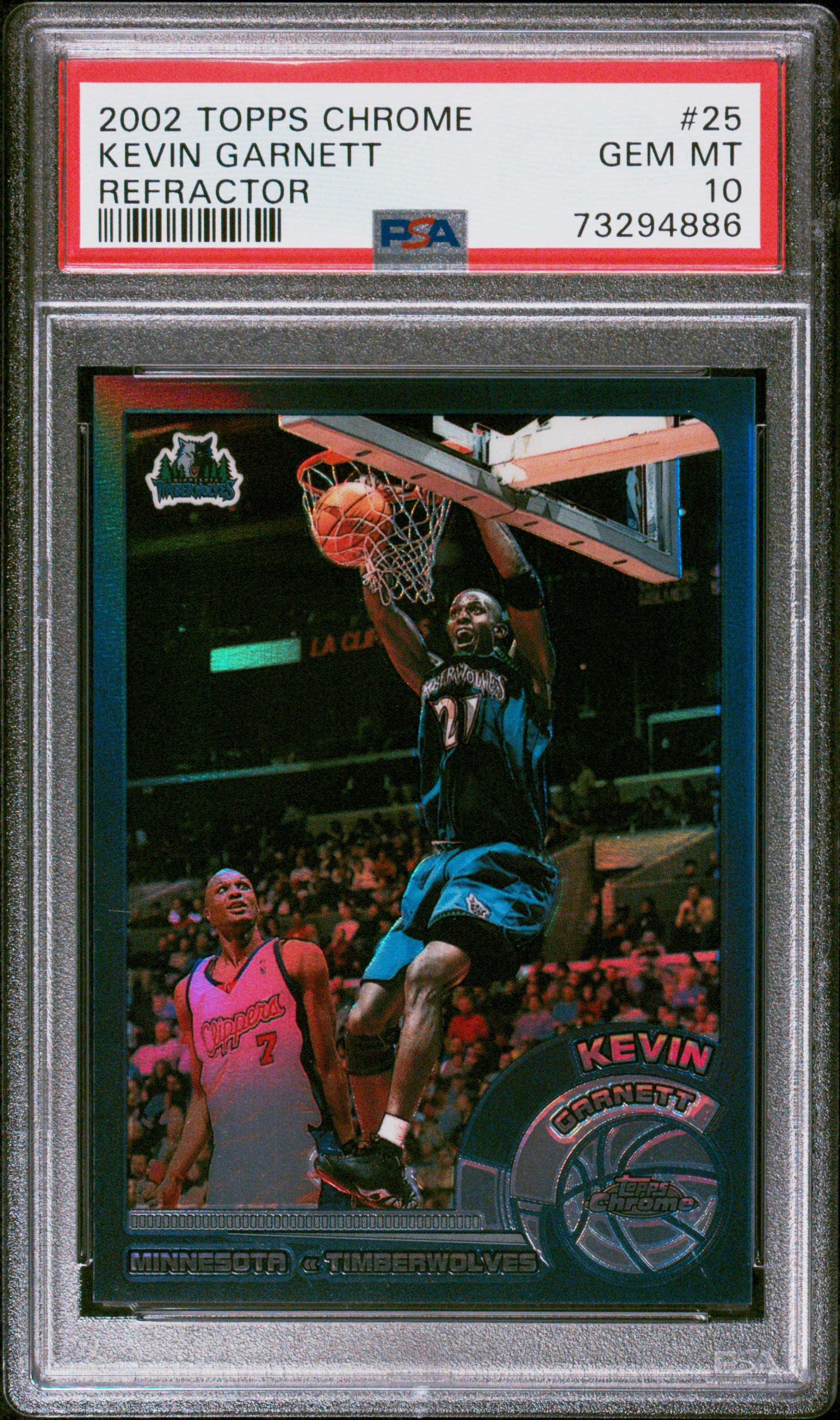 2002 Topps Chrome #25 Kevin Garnett Refractor PSA 10