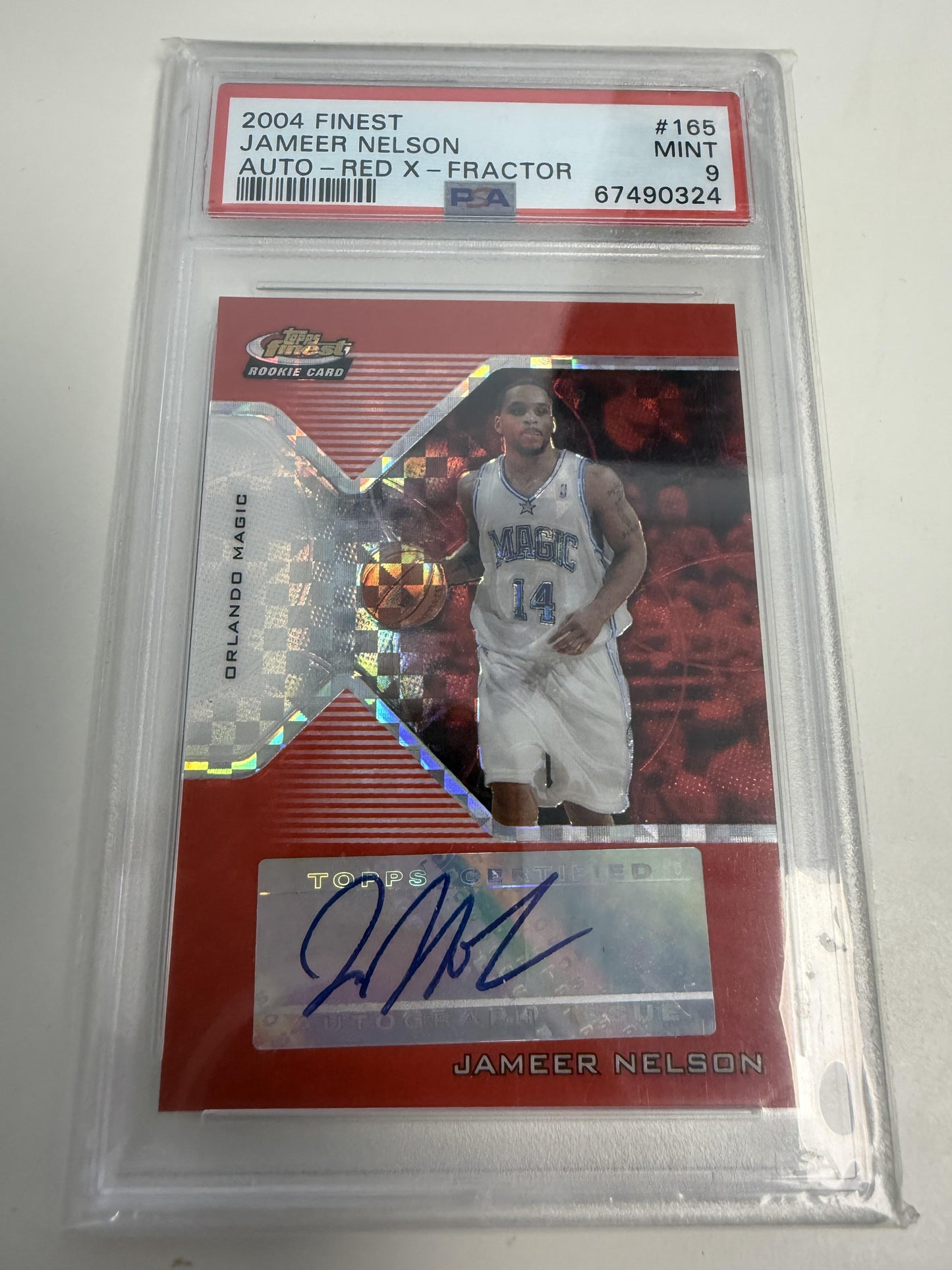 2004 Finest #165 Jameer Nelson Auto-Red X-Fractor PSA 9