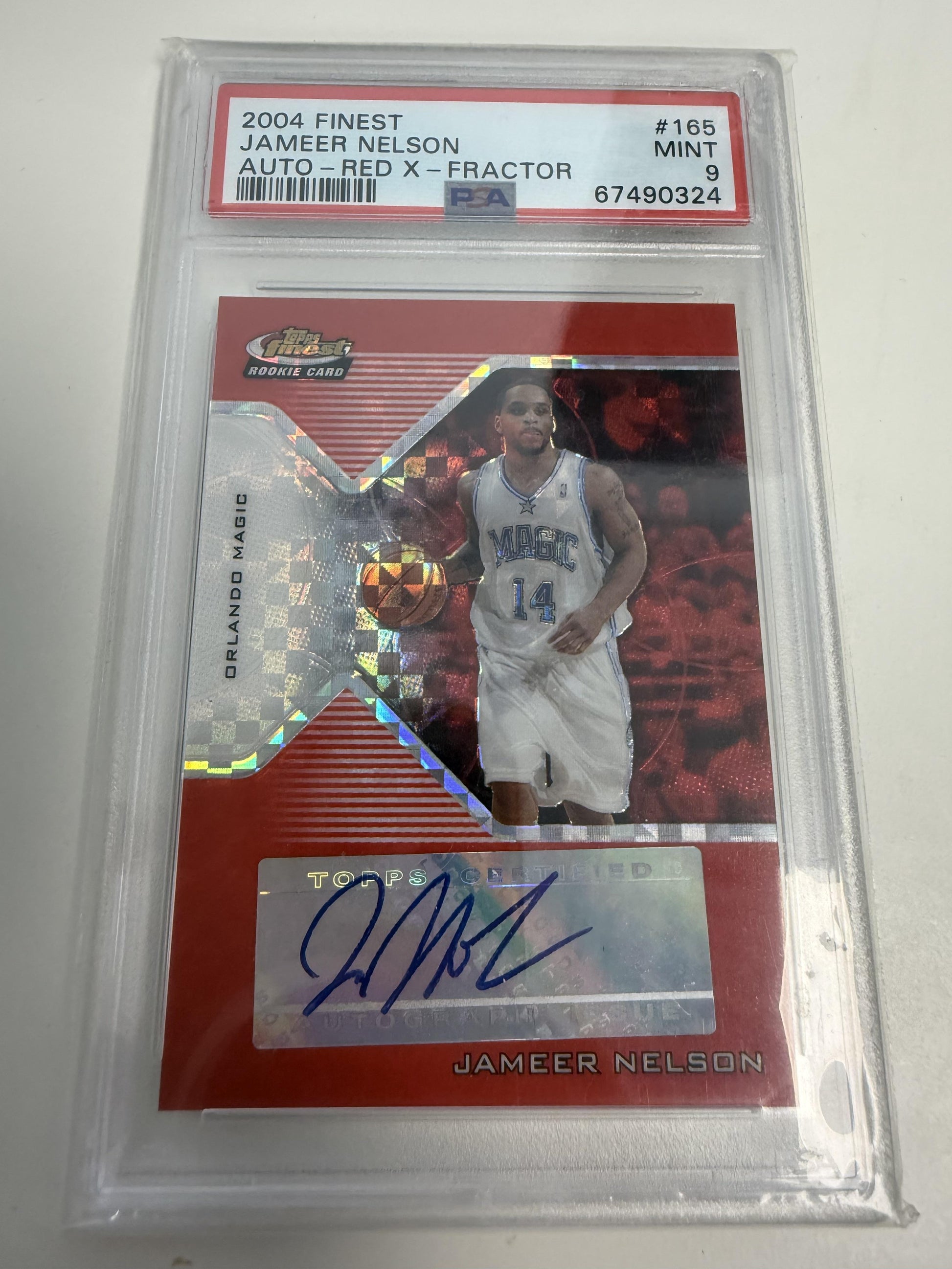 2004 Finest #165 Jameer Nelson Auto-Red X-Fractor PSA 9