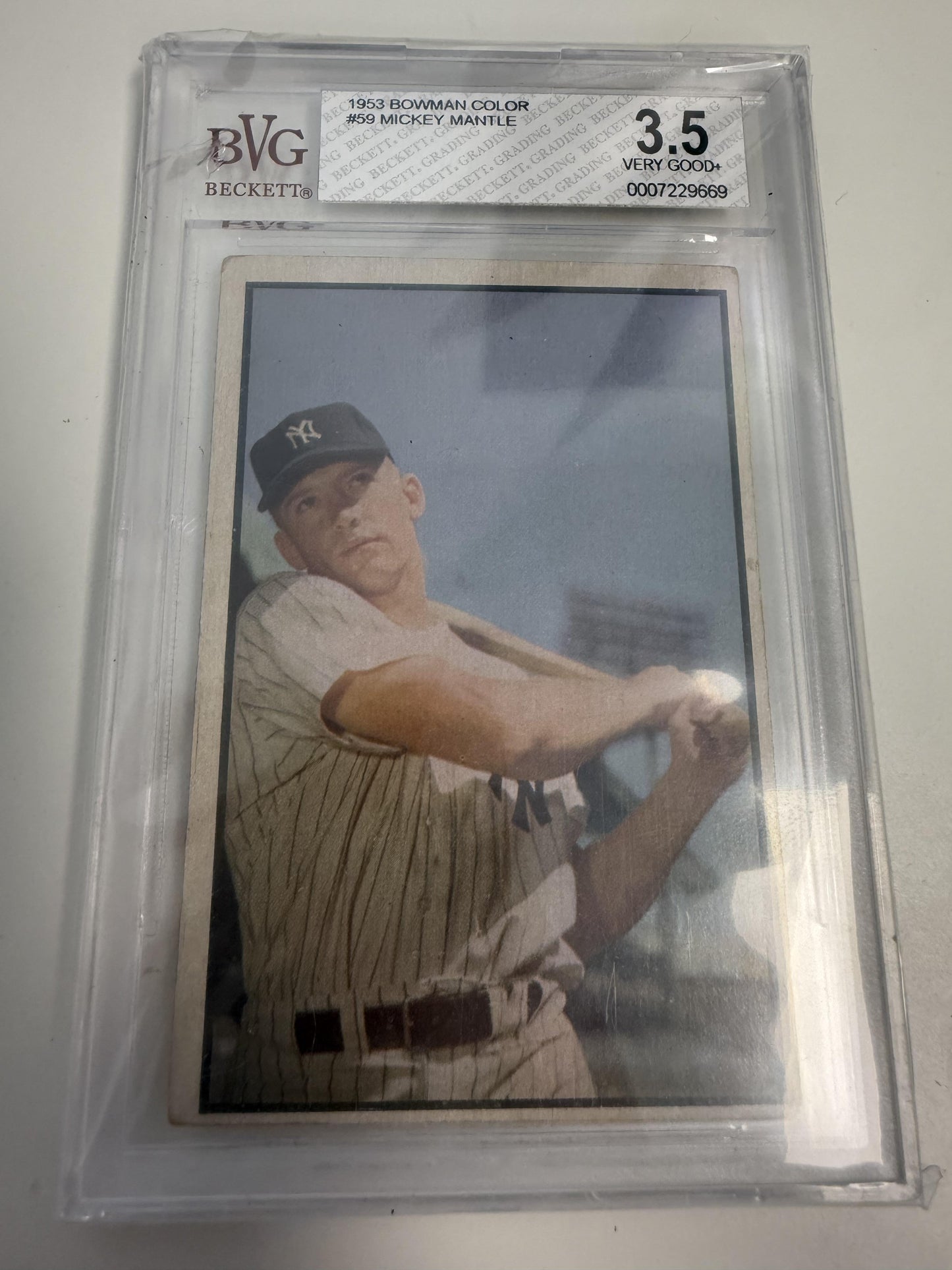 1953 Bowman Color #59 Mickey Mantle BVG 3.5