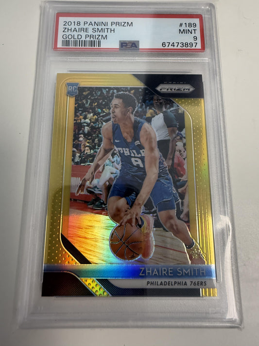 2018 Panini Prizm #189 Zhaire Smith Gold Prizm PSA 9