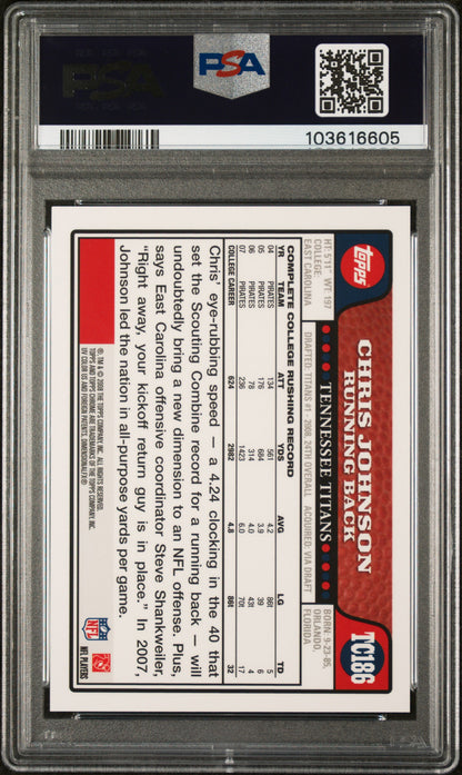 2008 Topps Chrome #TC186 Chris Johnson Autograph PSA 9