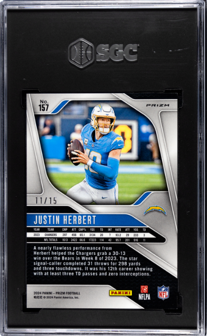 2024 Panini Prizm #157 Justin Herbert Forest Camo Prizm SGC 10