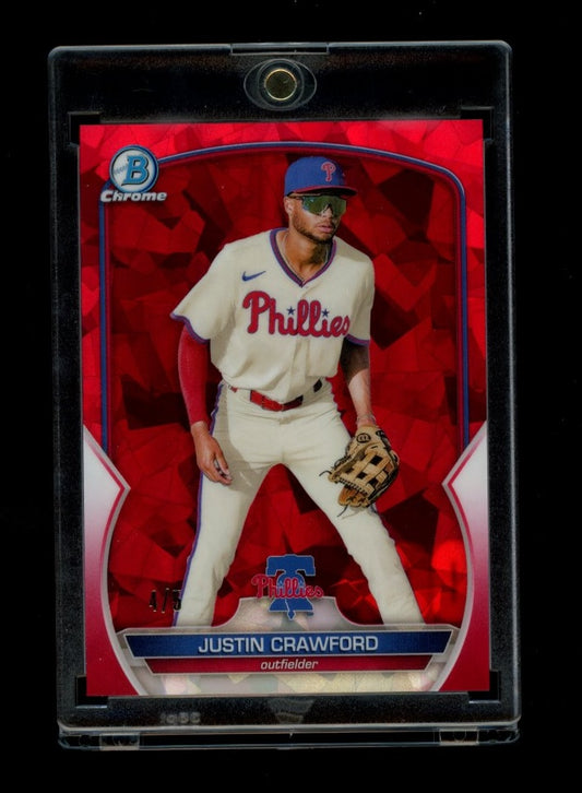 2023 Bowman Chrome Sapphire Edition #BCP-217 Justin Crawford Prospects Red #/5