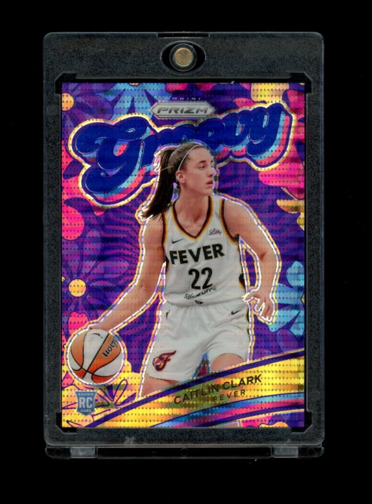 2024 Panini Prizm WNBA #13 Caitlin Clark Groovy Prizms Blue Pulsar #/199