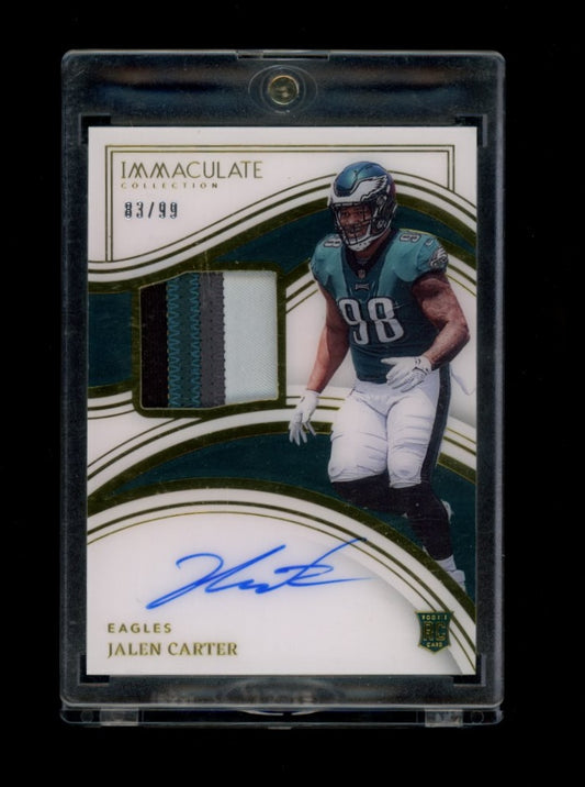 2023 Panini Immaculate Collection Rookie Patch Autograph #114 Jalen Carter #/99
