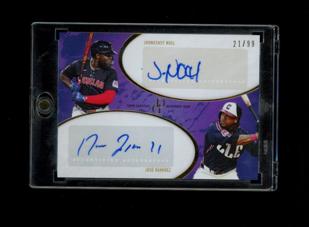 2025 Topps Dynamic Duals #4A Jhonkensy Noel / José Ramírez AU, SN99 Purple