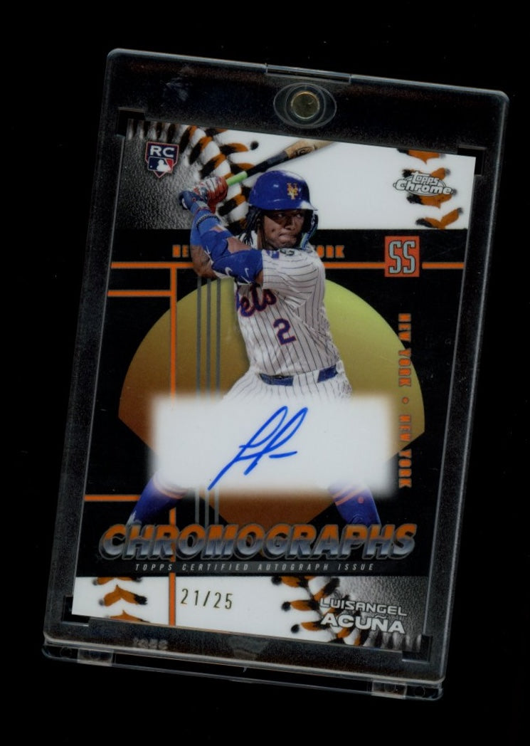 2025 Topps Chrome #CHR-LA Luisangel Acuna Chromographs Orange Refractors #/25