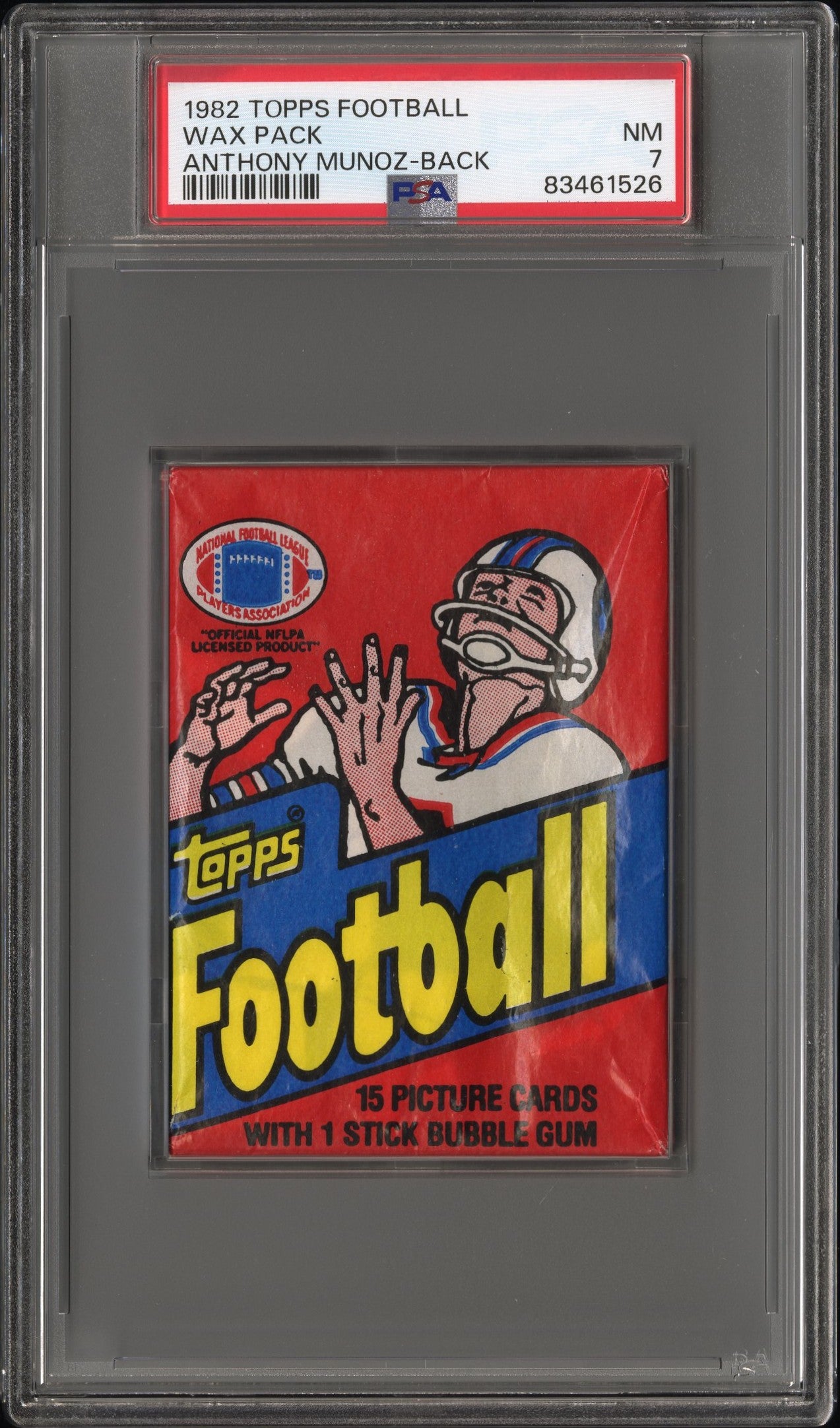 1982 Topps Football Wax Pack Wax Pack Anthony Munoz-Back PSA 7