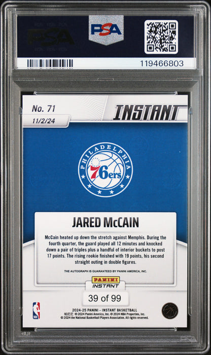2024 Panini Instant NBA #71 Jared Mccain Autograph PSA 9 /99