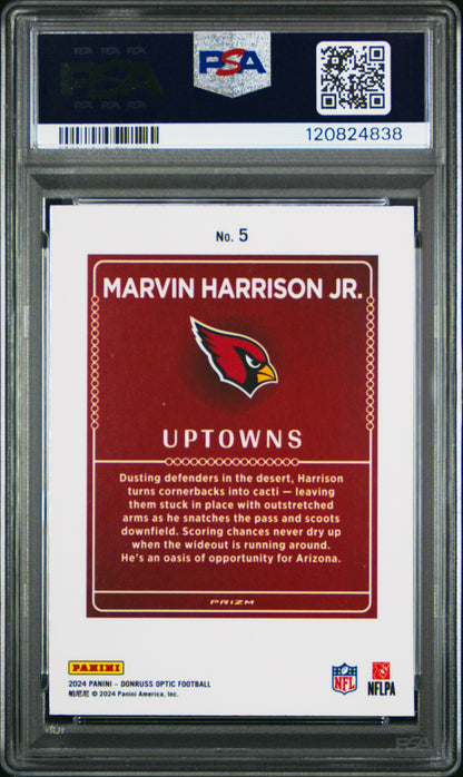 2024 Panini Donruss Optic Uptowns #5 Marvin Harrison Jr. PSA 10