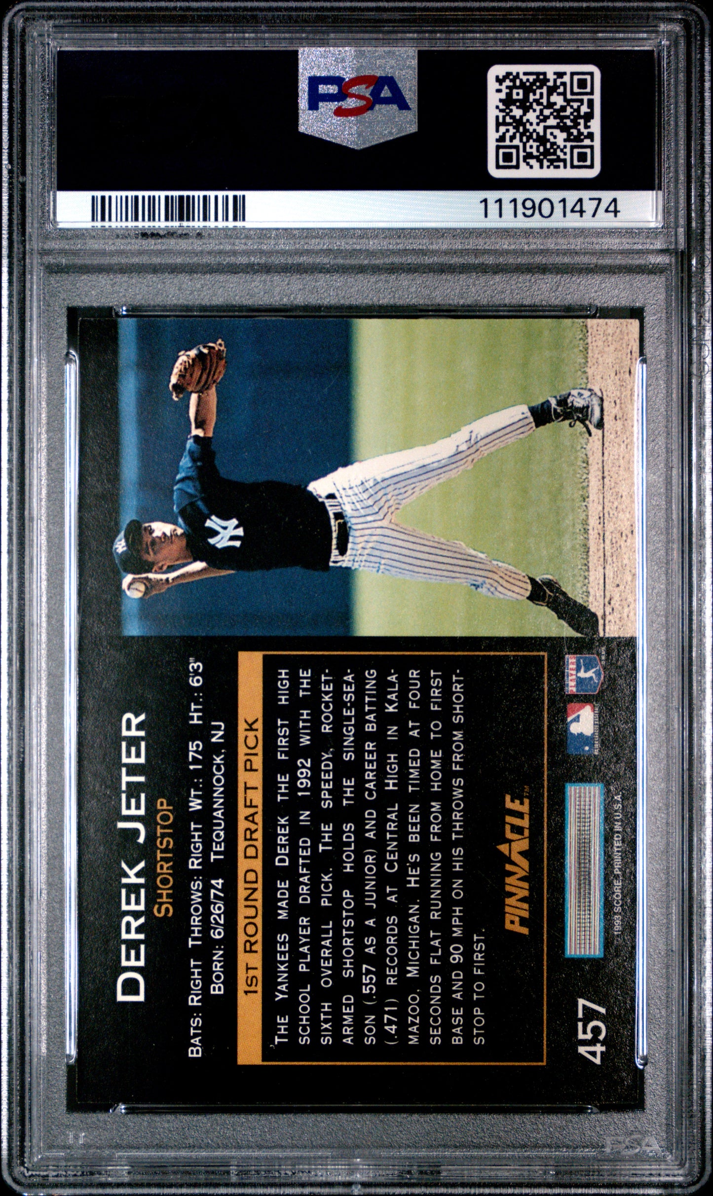 1993 Pinnacle #457 Derek Jeter PSA 9