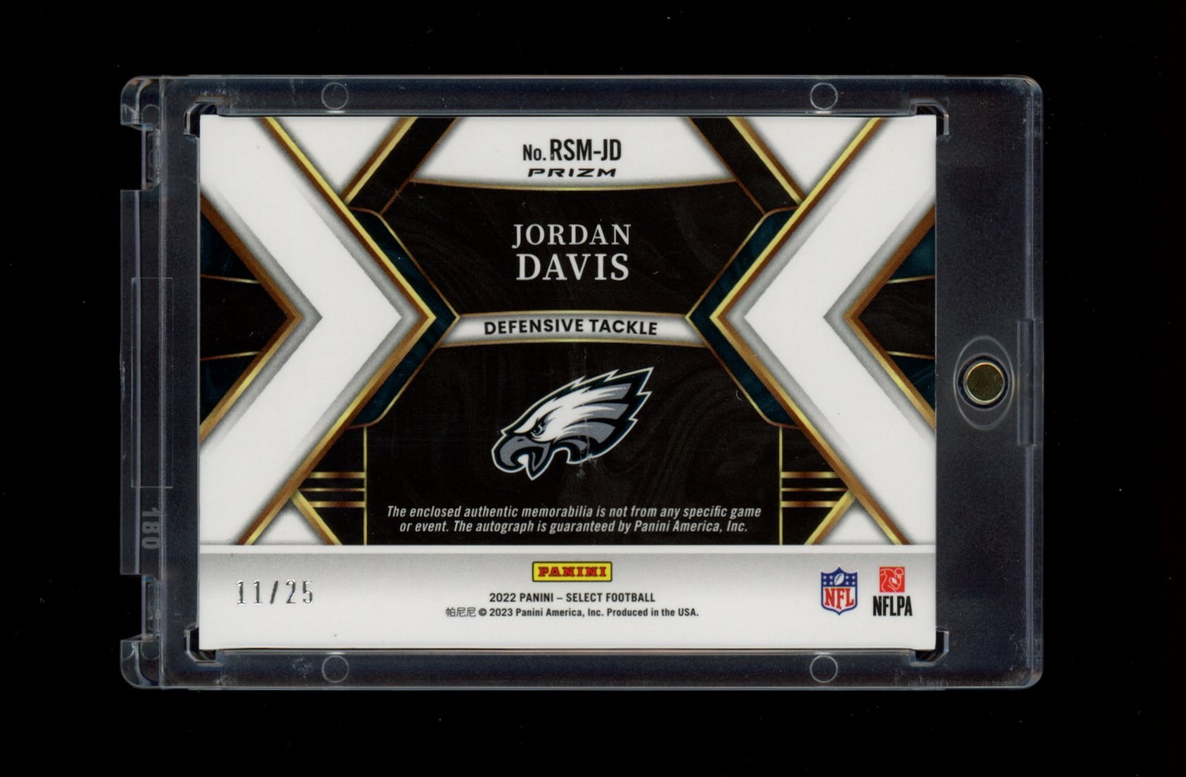 2022 Panini Select #RSM-JD Jordan Davis Rookie RPA Tie-Dye Prizm #/25