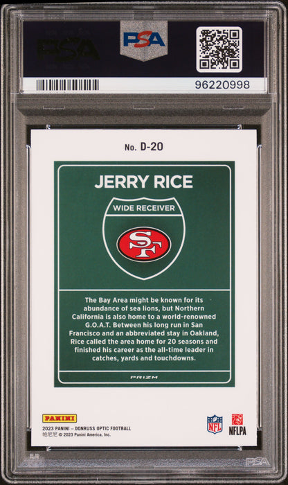 2023 Panini Donruss Optic Downtown! #D20 Jerry Rice PSA 9
