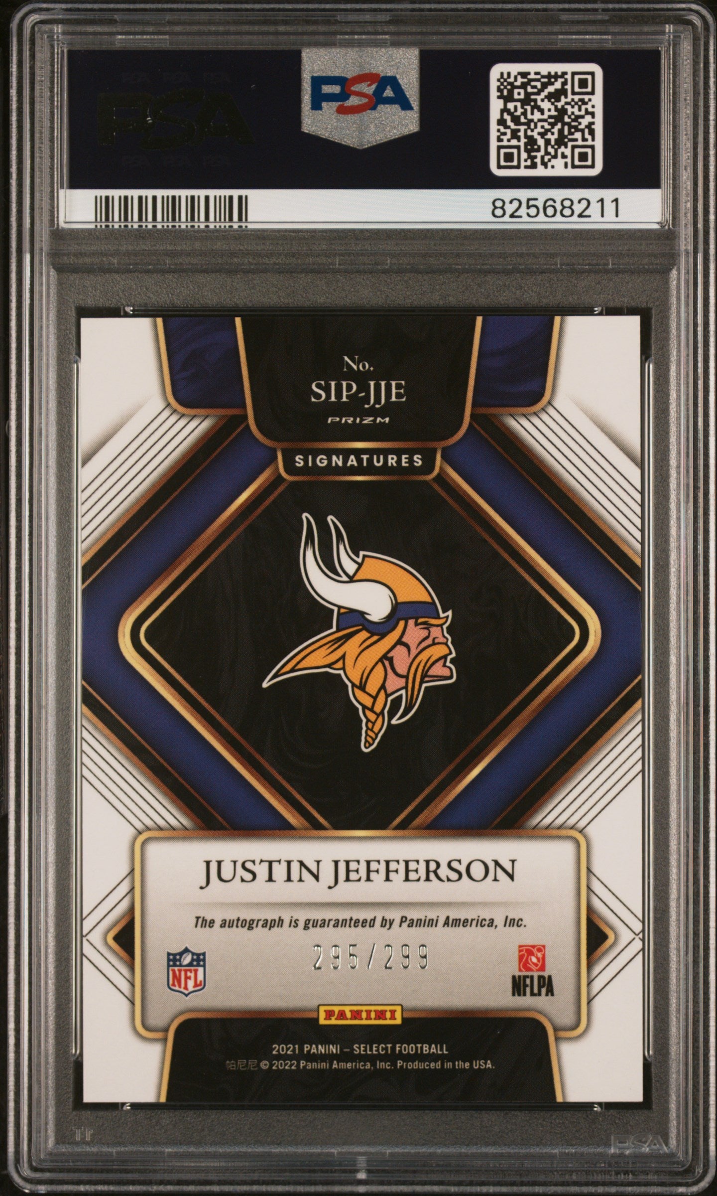 2021 Panini Select Signatures Prizm #SIPJJE Justin Jefferson  PSA 9 /299