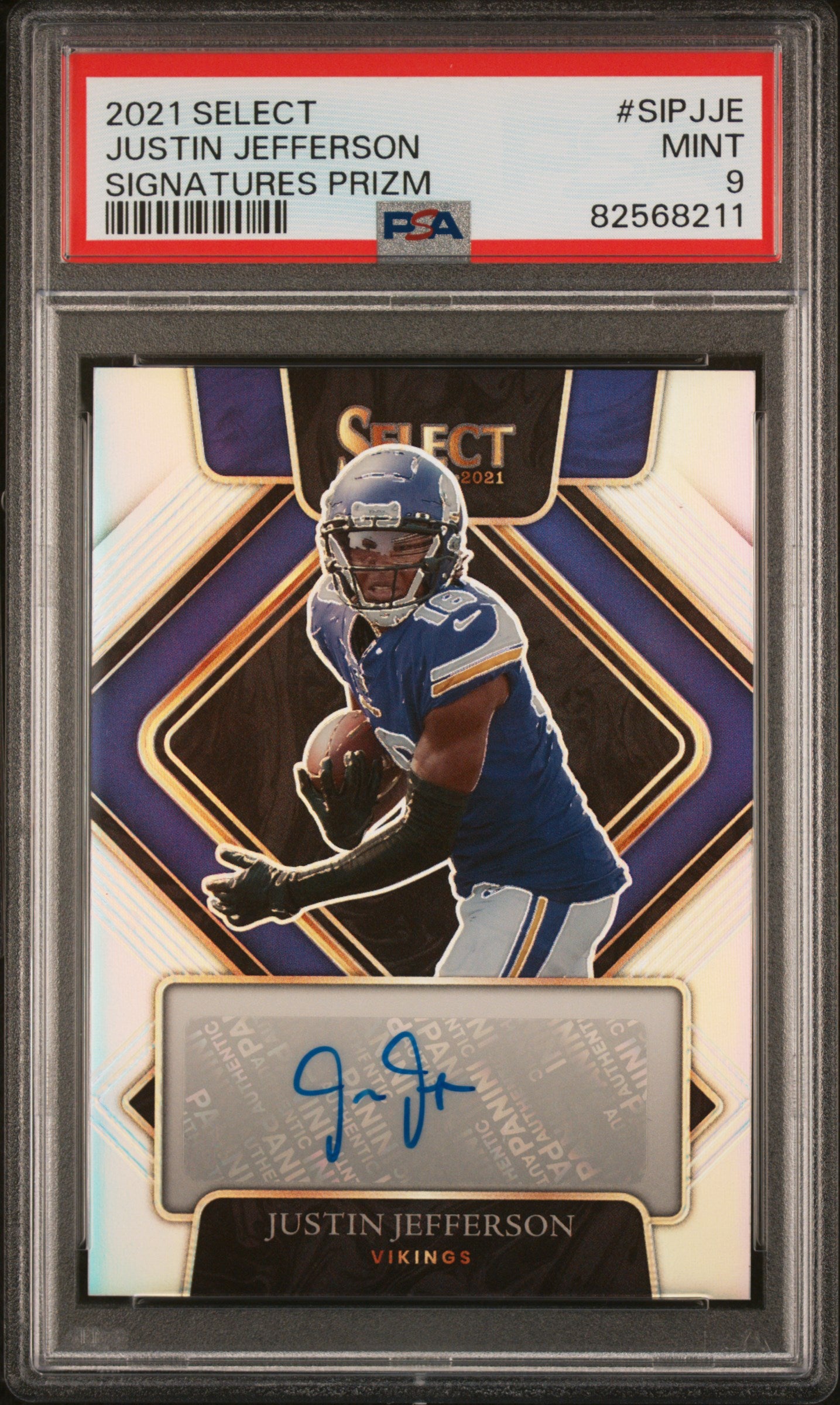 2021 Panini Select Signatures Prizm #SIPJJE Justin Jefferson  PSA 9 /299