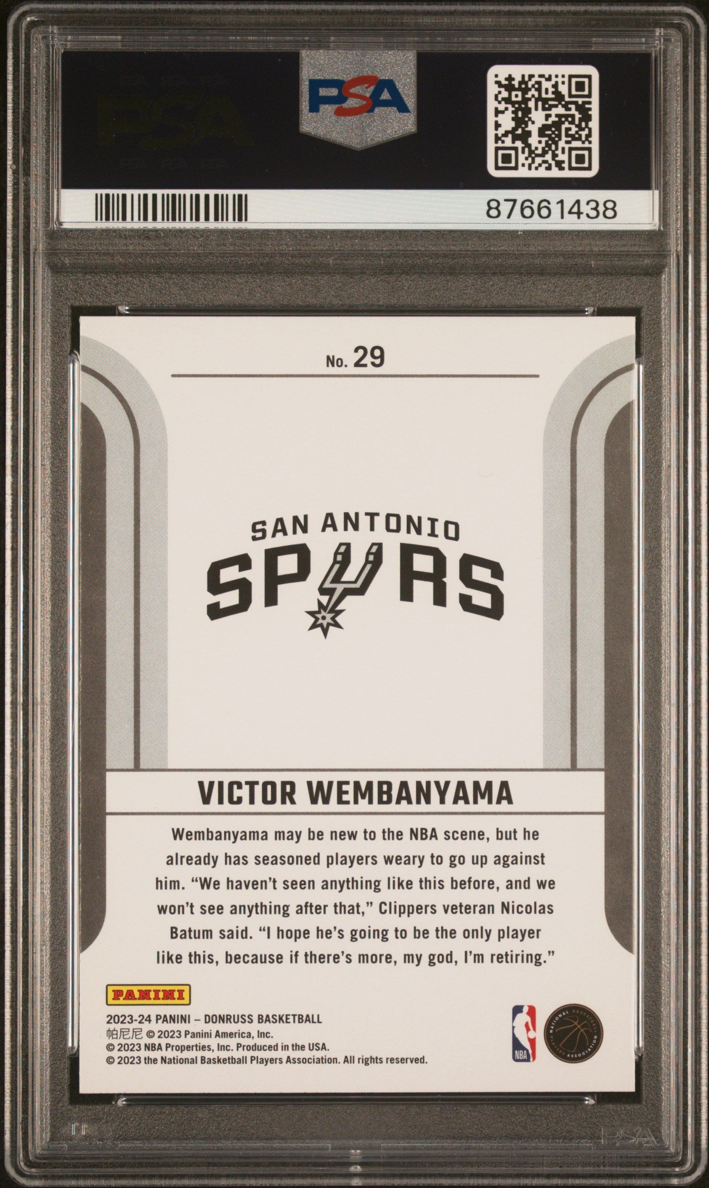 2023 Panini Donruss Franchise Features #29 Victor Wembanyama PSA 9