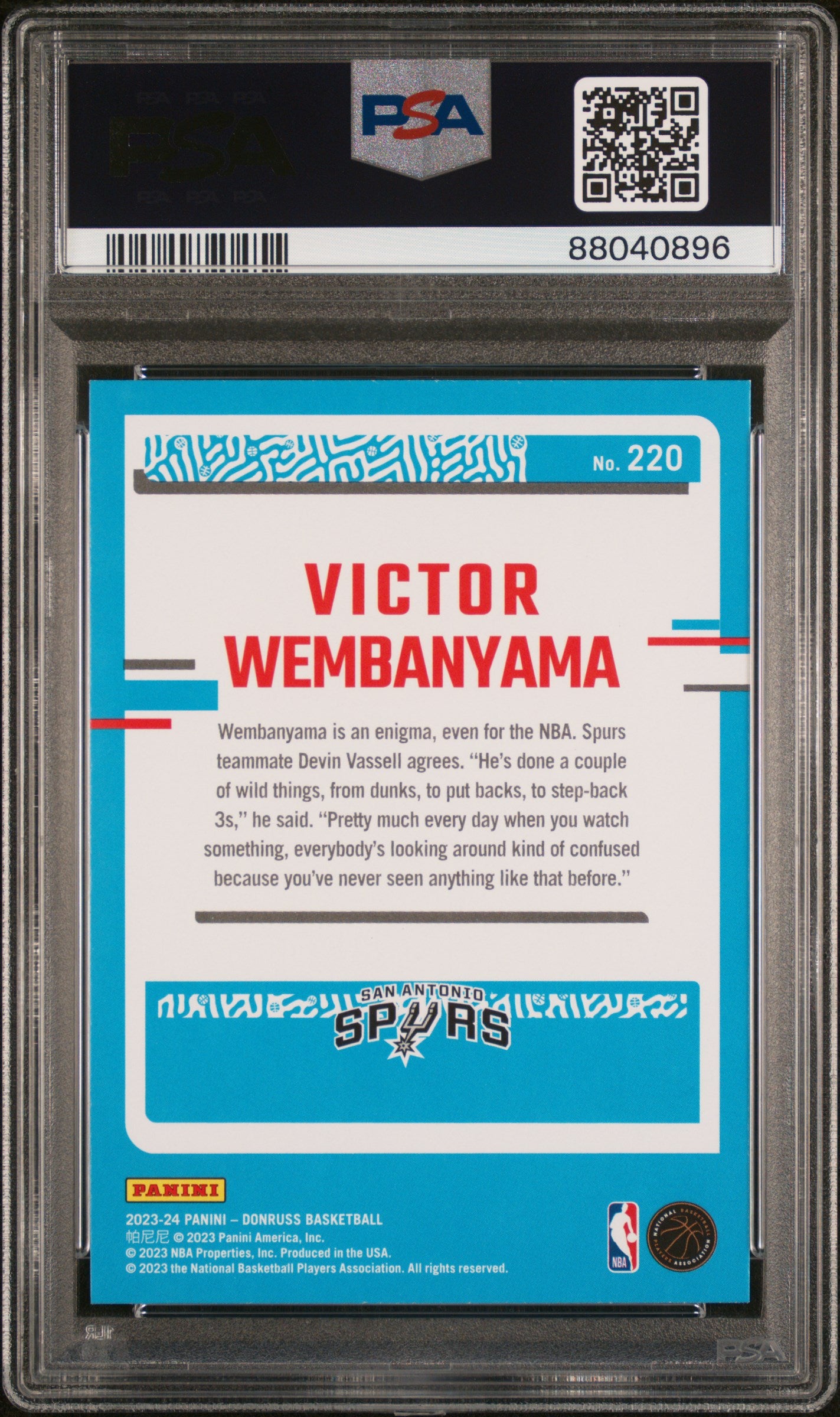 2023 Panini Donruss #220 Victor Wembanyama PSA 9