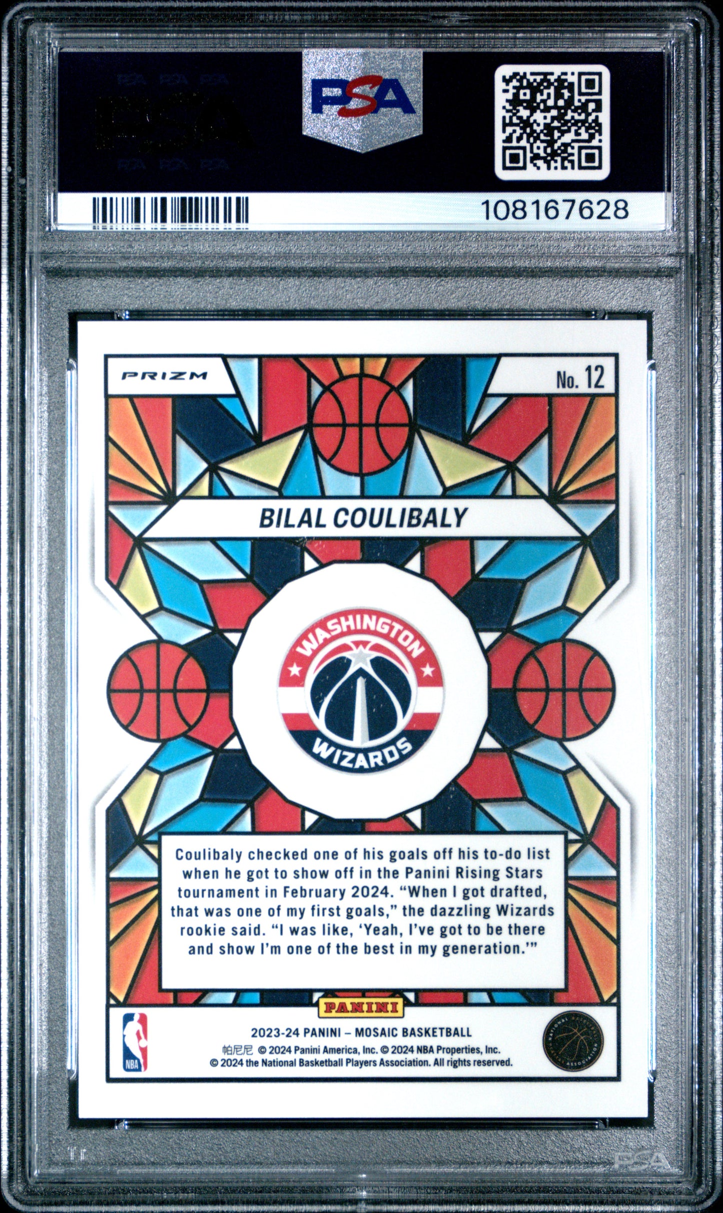 2023 Panini Mosaic Stained Glass #12 Bilal Coulibaly PSA 10