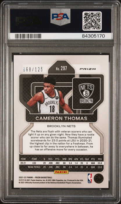 2021 Panini Prizm #297 Cameron Thomas Blue Ice PSA 10